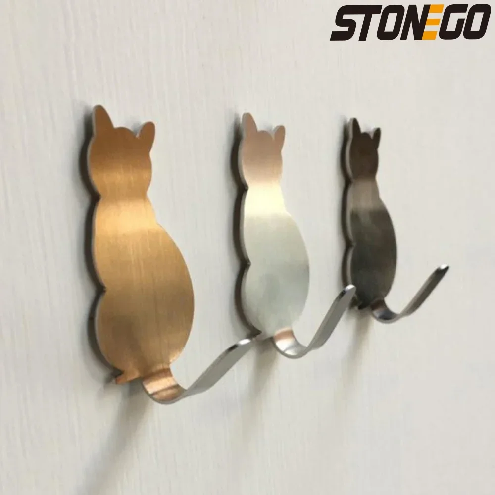 Description Picture 2 of item2Pcs Self Adhesive Hooks Cat Pattern Storage Holder for Bathroom Kitchen Hanger Stick on Wall Hanging Door Clothes Towel Racks