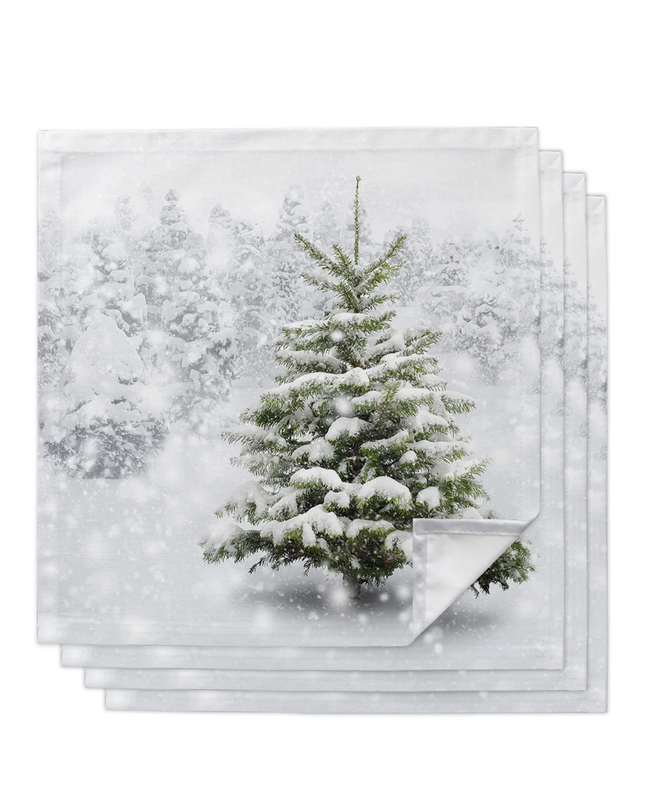 

Рождественский снег, рождественская елка, Настольная Фотография, набор носовых платков, Свадебная вечеринка, подстилка, Рождественский банкет, чайные салфетки