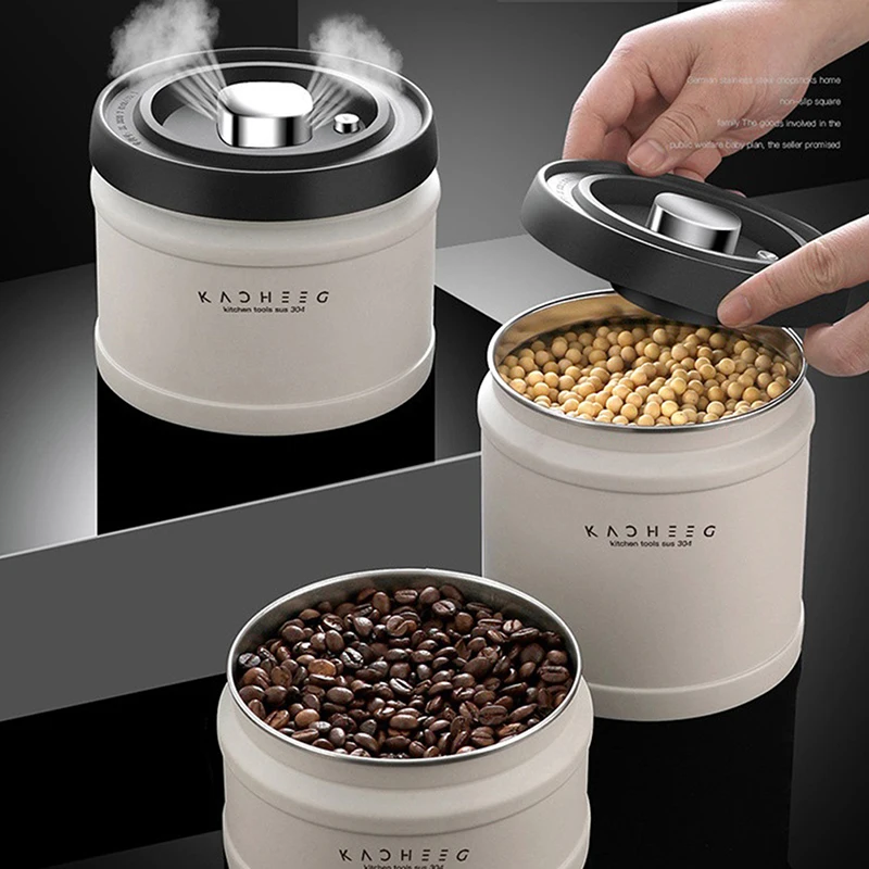 750/1100/1600ML Stainless Steel Airtight Coffee Container Storage