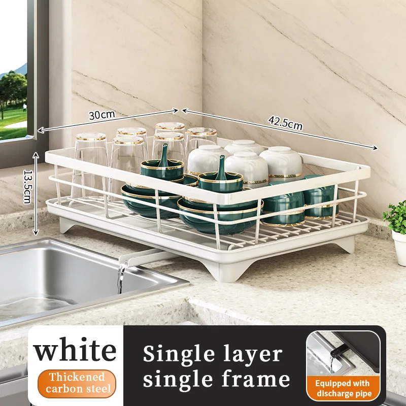 2024 Dish Drying Rack Kitchen Adjustable Stainless Steel Cutting Board Organizer