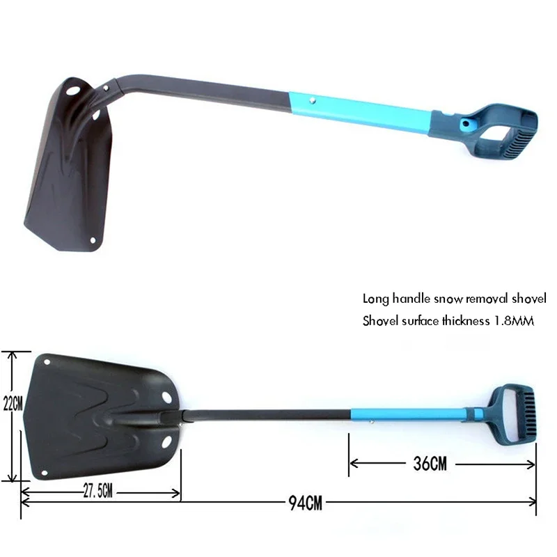 Portable Folding Snow Shovel with Extendable Aluminum Handle, Emergency Ice Removal Shovel Retractable for Car, Outdoor, Camping 4