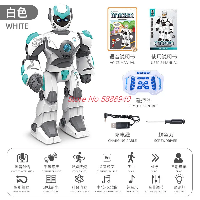 40CM Large Smart Voice Dialogue RC Robot 2.4G Gesture Sensing Programming Sing Dancing 3 Remote Control Modes Robot Kids Gift 4