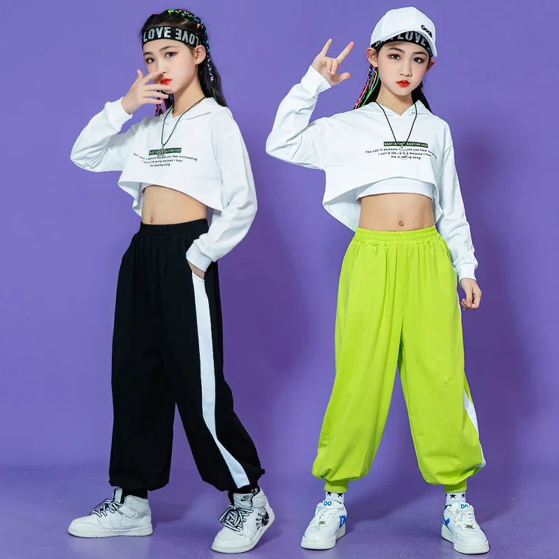 

Children Street Dance Performance Outfit Long Sleeves Hoodies Top Pants For Girls Jazz Costumes Kids Hip Hop Clothes