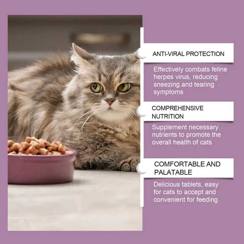 Cat Nutritional Supplement Strengthen Physical Tablets For Kitten 80pcs Respiratory Health Tears Sneezing Remover Tablets