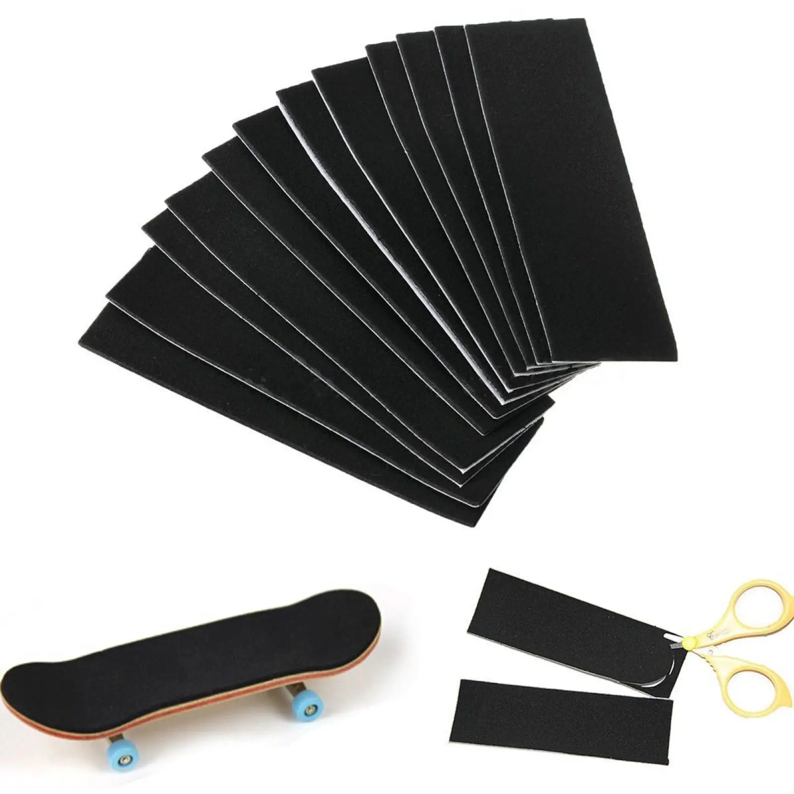 12Pcs/Set Fingerboard Grip Tape Self-Adhesive Sandpaper Grip Tape Wooden Fingerboard Deck TapeSticker For Mini Fingerboards