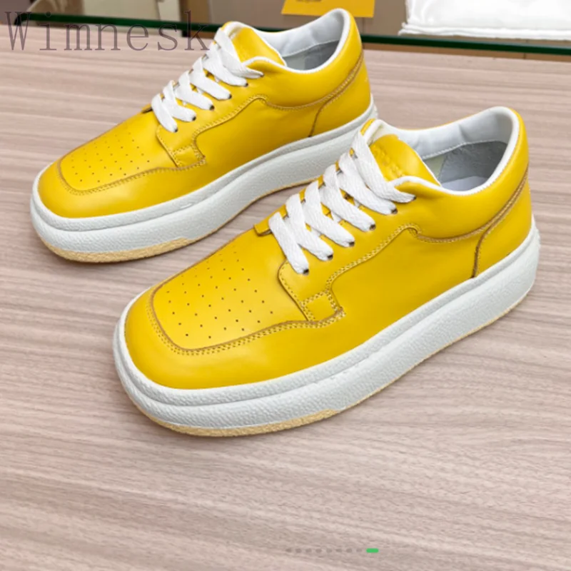 

Autumn New Unisex Purpose Round Toe Flats Lace Up Thick Soled Women's Sneakers Genuine Leather Casual Running Small White Shoes