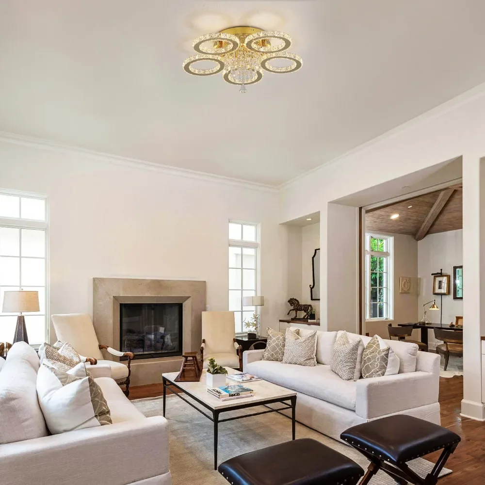 Modern Led Ceiling Light Modern Home Decoration Crystal Chandelier Luxury Living Room Dining Gold Ceiling Lamp Lighting