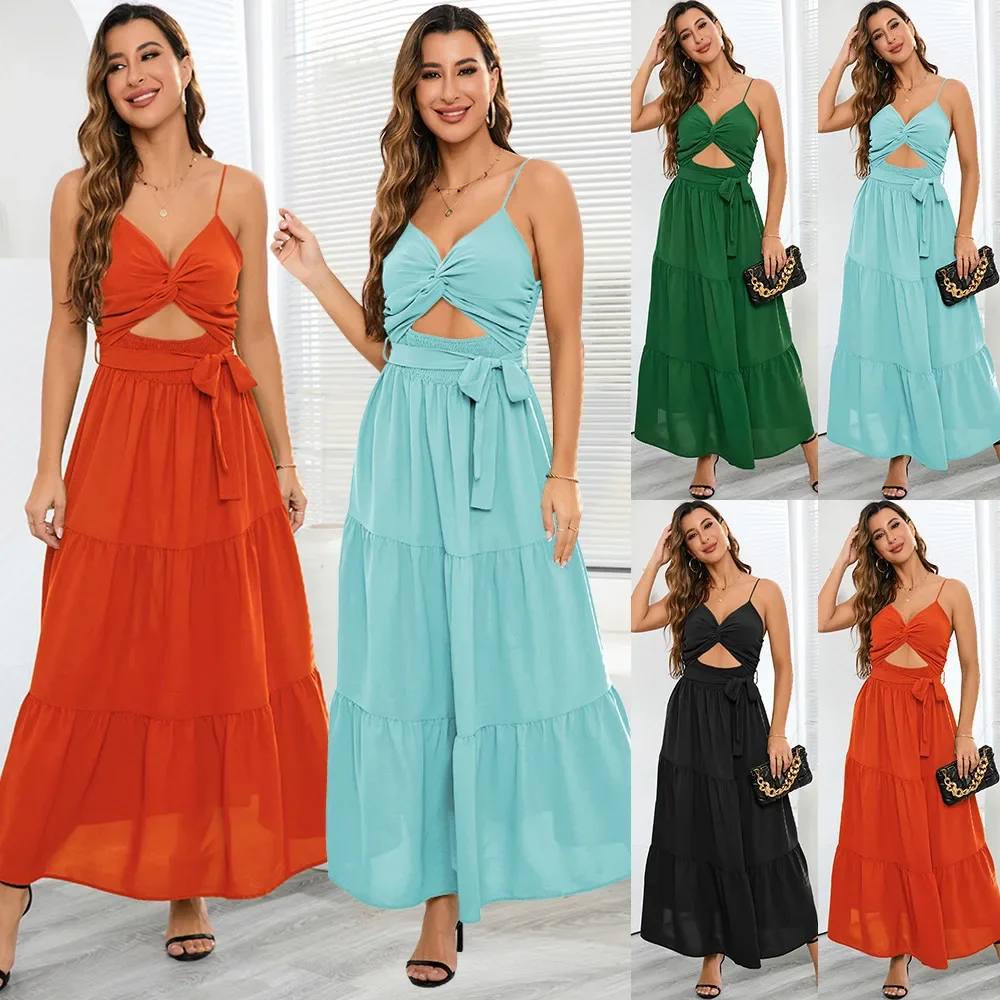 

Fashion Slim Temperament Tube Top Sling Dress Summer Women's Plus Size Solid Color Skirt