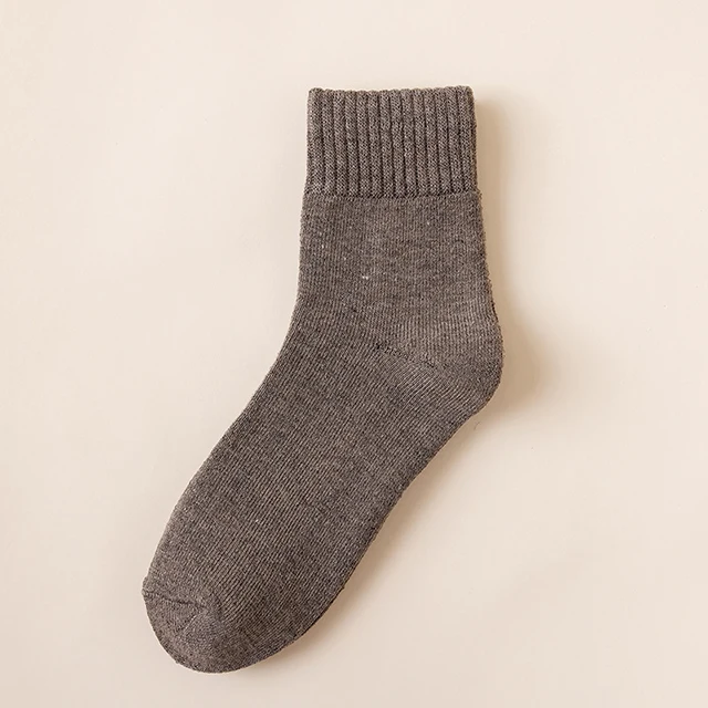 New Winter Vrouwen Socks Dikke Warme Effen Kleur Wol Harajuku Retro Koude Slip Mode Toevallige Kasjmier Modieuze Sokken 1-Pair A