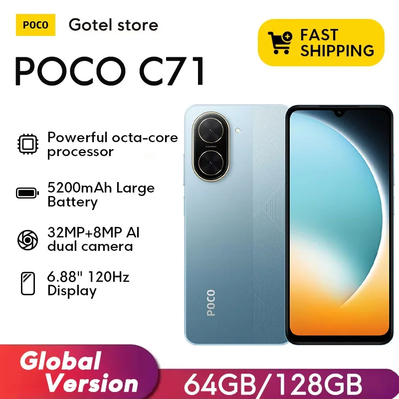 POCO C71 6.88インチ 5200mAh Xiaomi POCO C71 Global Version Smartphone 6.88