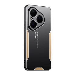 Premium Metal Aluminum Protective Case with Lens Protection and Anti-Fingerprint Finish for Huawei Pura 80 (Gold)