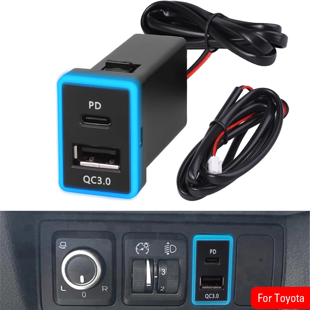 12V Car Charger Socket Auto Mobile phone Charging PD QC3.0 PD Dual USB