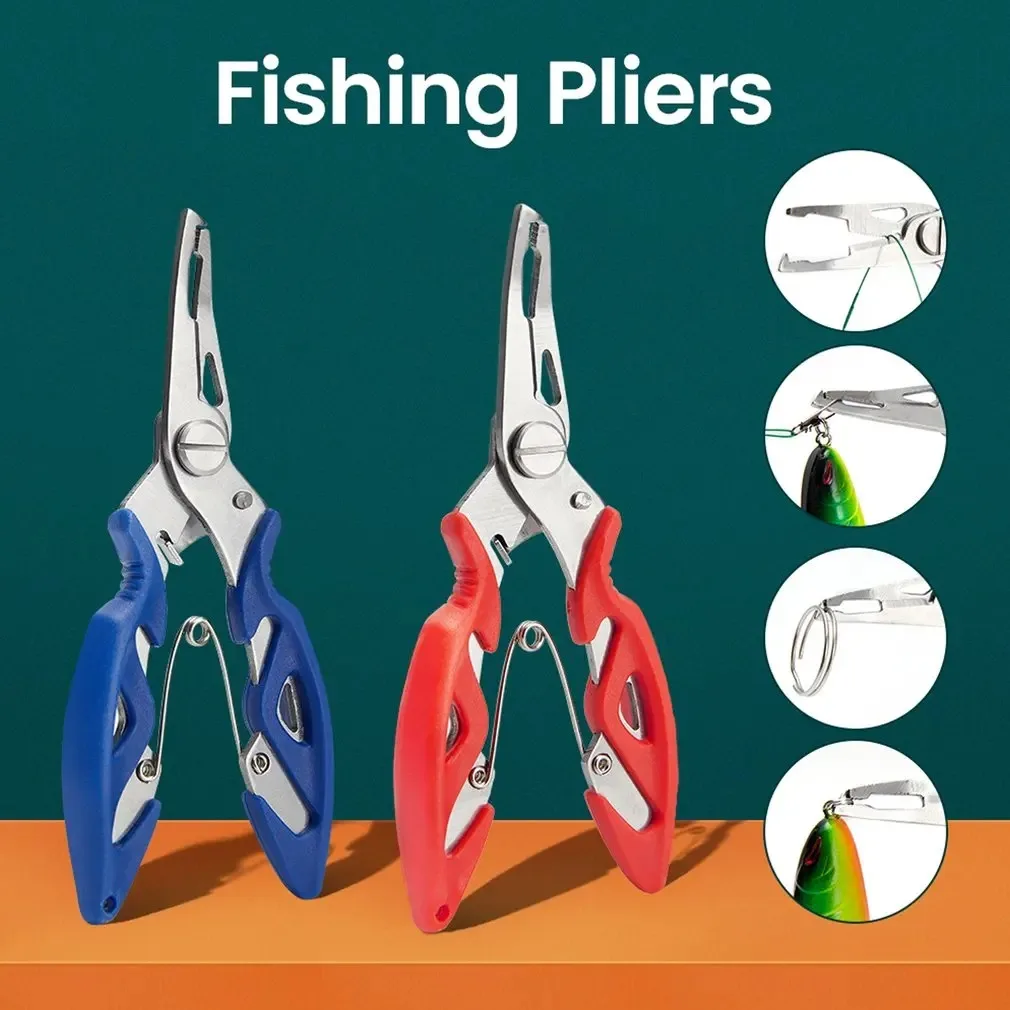 Fishing Pliers Lure Plier Scissors Return Spring Latch Bend Design Comfortable Handle Needle Nose Eagle Nose Orange