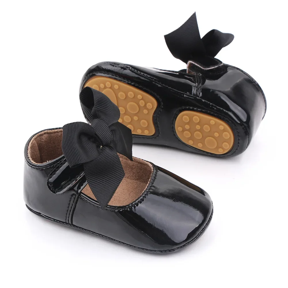 PU Princess Baby Girl Shoes for Newborn for Birth Big Bow Wedding Shoes PU Leather Toddler Girl