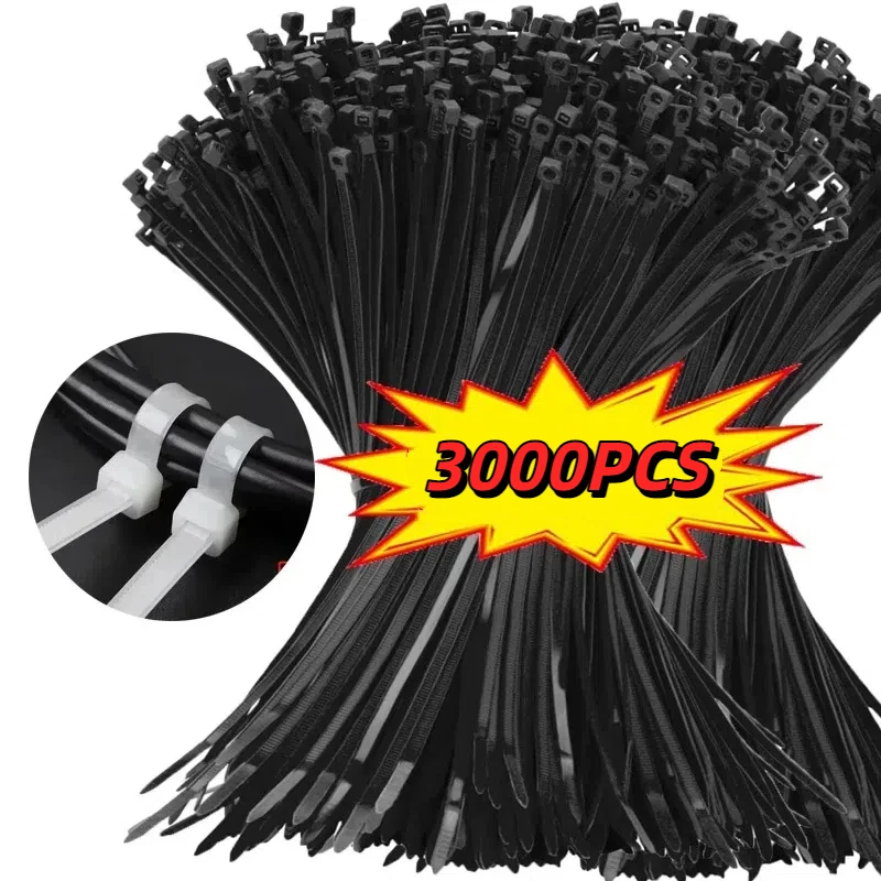 3000/100 ชิ้นขายส่งปรับสายผูกไนลอน Self - locking สายไฟผูกสายรัด Home Office ลวด Zip Ties สายยึด Loop 1
