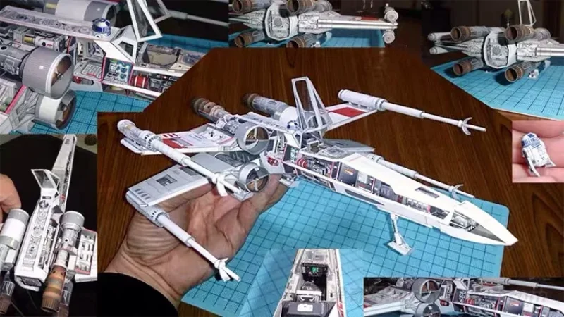 3d Paper Model Paper Jigsaw Puzzle Aircraft Paper Model Incom T-65 X-Wing Starfighter Handcraft Paper Model Kit Handmade Puzzles Toy Desktop Decor Movie Models Collection MINISO Disney
