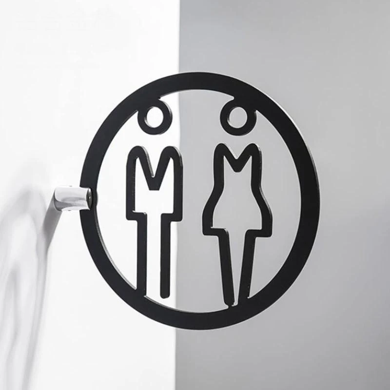 Modern Acrylic Bathroom Sign Elegant Office Restroom Marker Easy To Install Washroom Symbol Signage for Public Space