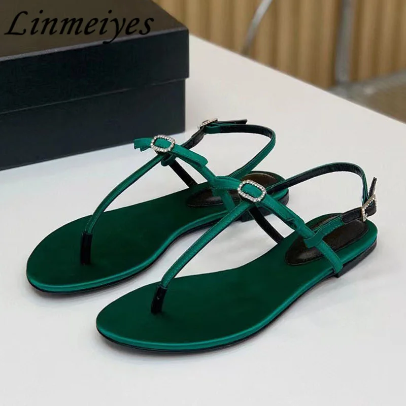 

Summer Sandals Women Flip-Flops Vacation Casual Beach Shoes Woman Crystal Butterfly-knot Satin Comfort Flat Sandals Woman