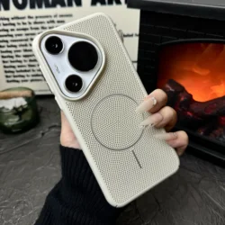 Heat Dissipation Candy Breathable Grid Hard Back Cover for HUAWEI Pura 90 Pro (Antique White)