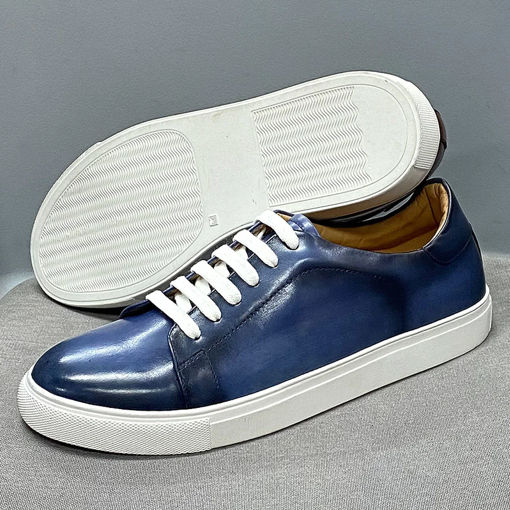 

Men‘s Genuine Leather Casual Shoes Lace-Up Derby Fashion Handmade Sports Daily Flat Sneakers Comfortle Soft Shoe for Men