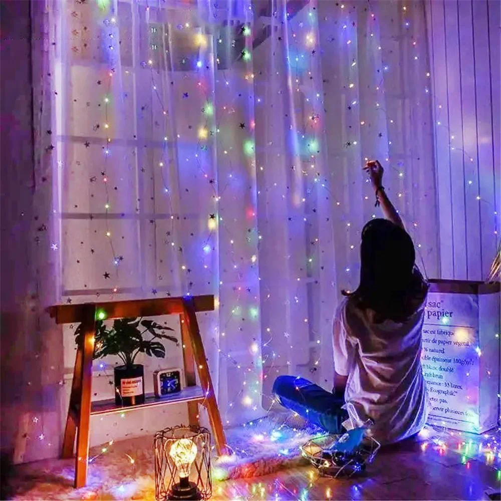 Description Picture 4 of itemChristmas Curtain Garland LED Lights USB Remote Control Fairy Lights String Holiday Wedding Decoration for Bedroom Outdoor Home