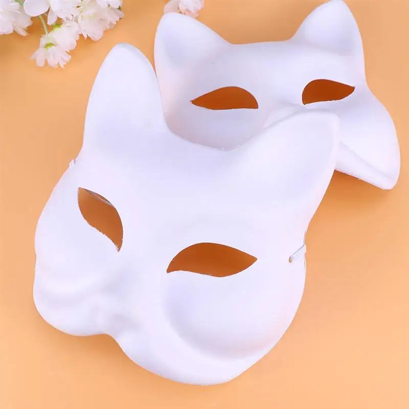 White Blank Mask Fox Mask Japanese Hand Painted Japanese Style Half Prom For Cosplay Party Kid Woman 12pcs party masks face mask 3d face masks