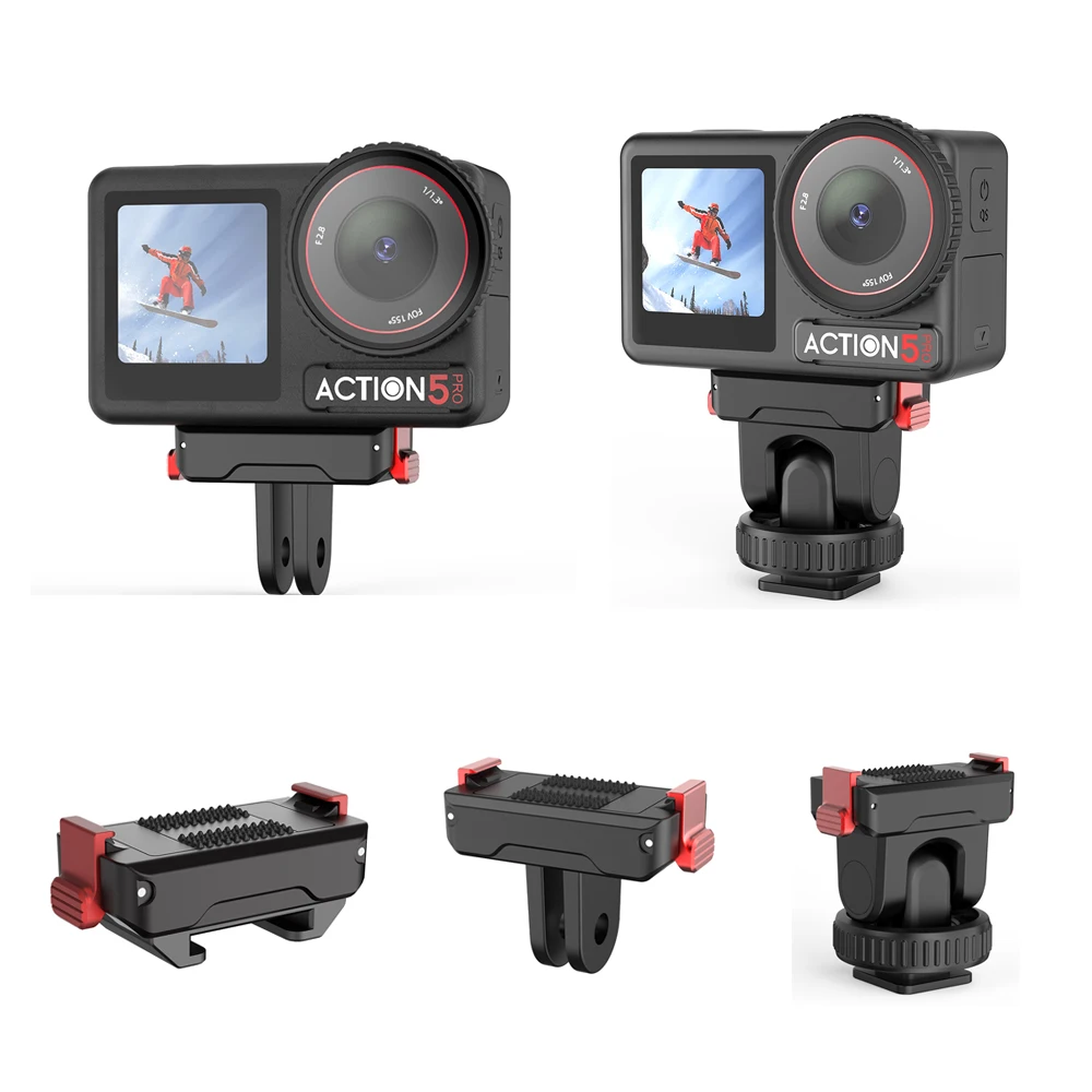 SMALLRIG Action 5 Pro / 4/3 Supporto Adattatore, Supporto Adattatore Magnetico con un Connettore Pieghevole e un Foro Filettato da 1/4'' per DJI Action 5 Pro/Action 4 / Action 3-3662B
