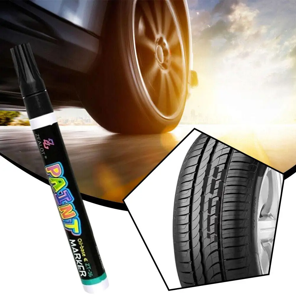 

1Pcs 12 Colors Tire Paint Pen Marker Waterproof White Metal Fabric Tread Paint Pens Tire Rubber Marker Markers Paint Glass U2M2