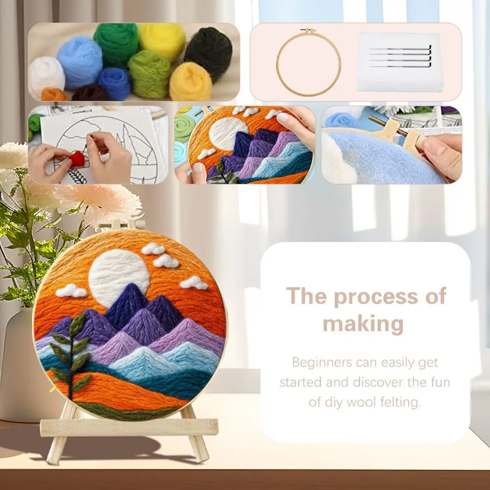 GATYZTORY Wool Felting Set Cute Cat Adult Crafts Needle Felting Wool Kit Felt Fabric Diy Kit Needlework felt Handicraft