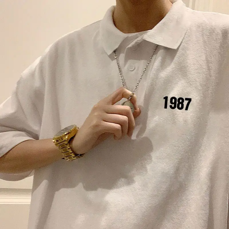 

Summer new pure cotton short-sleeved POLO shirt for boys trendy brand T-shirt lapel style loose casual half-sleeved T-shirts