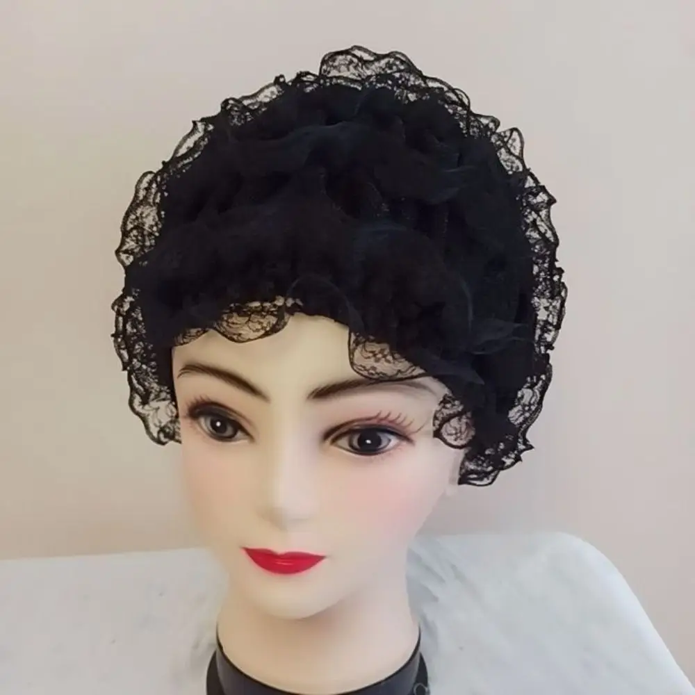 Neue Spitzen-Wickel-Turban-Mütze für Damen, atmungsaktive Mesh-Bonnet-Mützen, Acrylfaser-Stirnbandmütze, Sommer – Detail 6