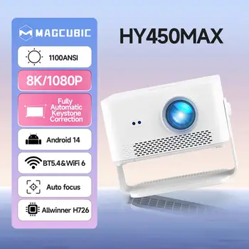 Magcubic HY450MAX Proiettore da 1100 ANSI Lumen 1080P Wifi6 Fascio 8K Nativo Android 14 Proiettori portatili Messa a fuoco automatica per film