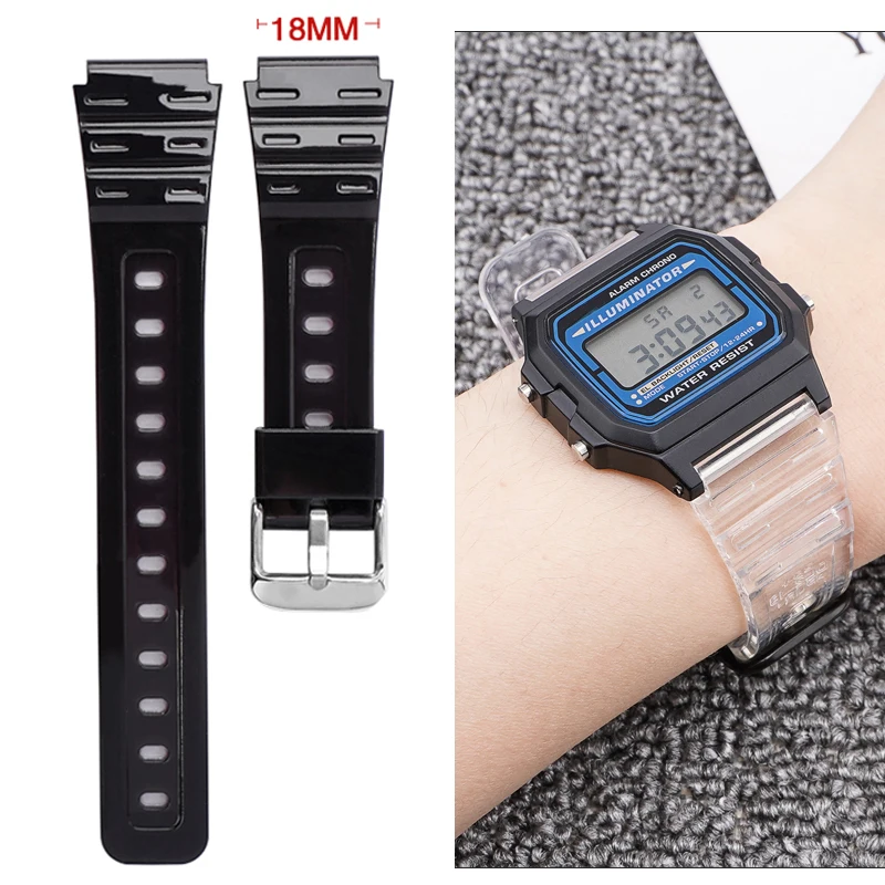 Transparent Waterproof Resin Watch Band with 18mm Rubber Sport Strap