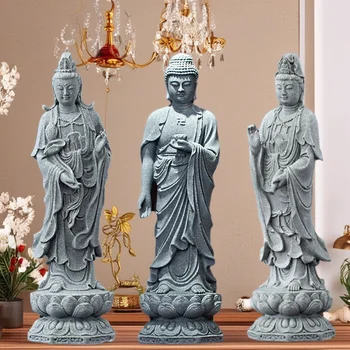 Sandstone Tathagata Guanyin sculptures and figurines Chinese Buddhist figures Home Living Room Office Table decoration feng shui 1
