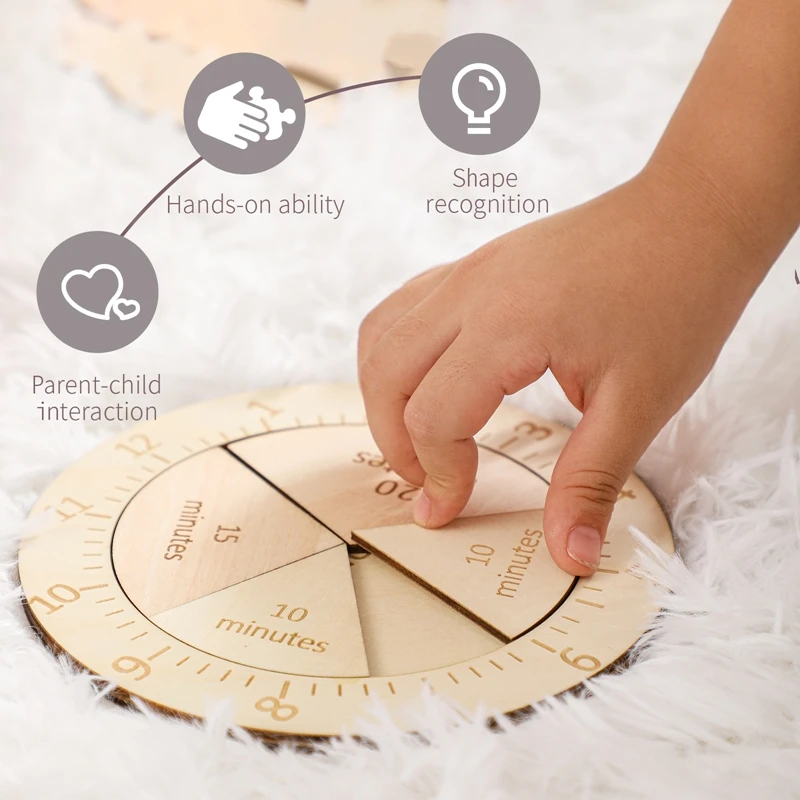 Kids Montessori Wooden Clock Toys Time Learning Teaching Aids Educational Toys For Children Primary School Clever Board Toys 3