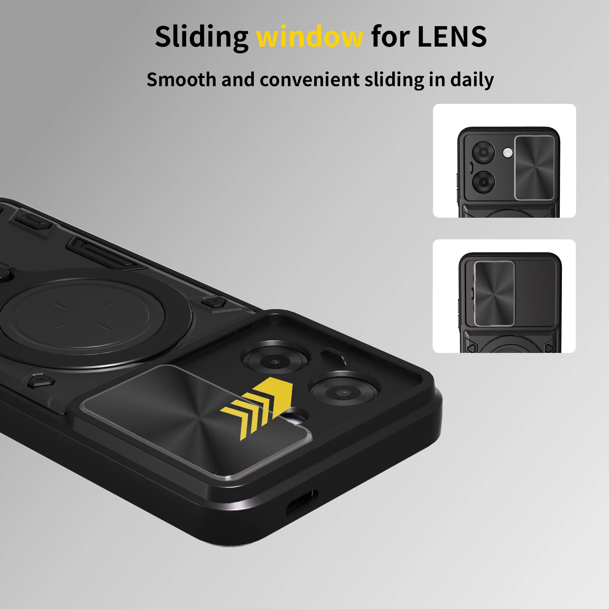 Premium Slide Camera Ring Stand Protective Case for Enhanced Durability and Style – Global Edition