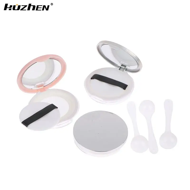 Handheld Empty Foundation Makeup Jar With Sponge Puff Pink Portable Plastic Powder Box For BB Cream Cosmetic Travel Makeup Jar