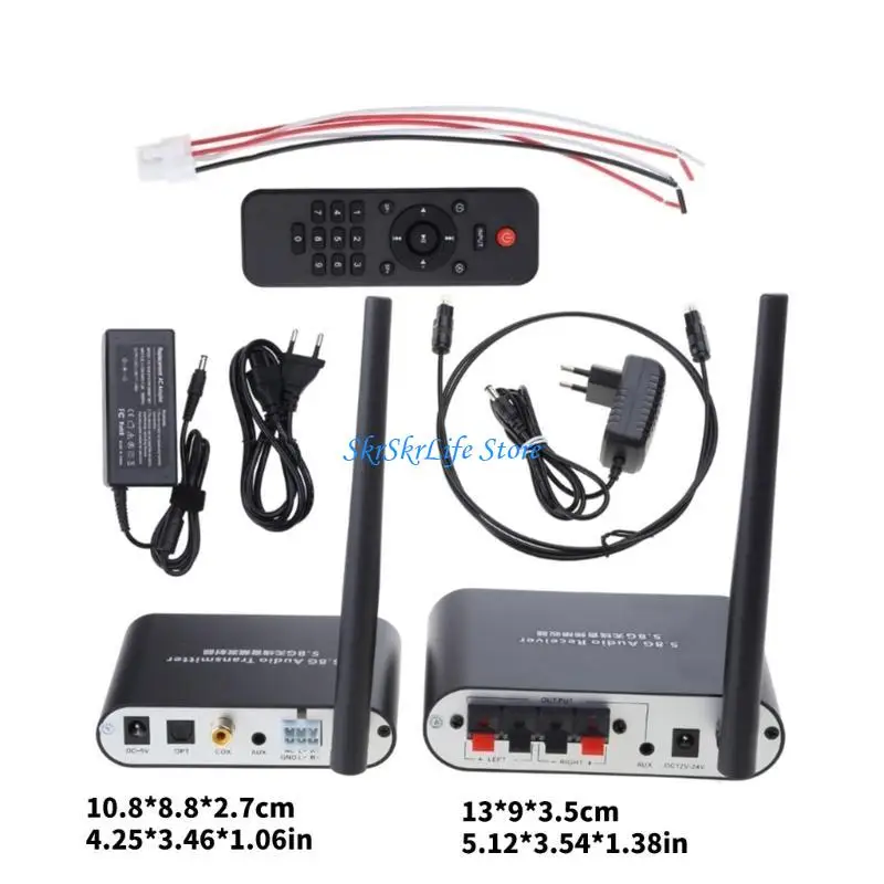E65E 5.8G RF 무선 오디오 송신기 수신기 5.1CH 광섬유 동축 및AUX USB
