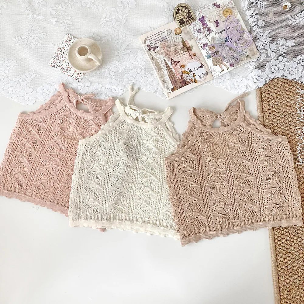 Girls Knit Vest Hollow Waistcoat String Baby Clothes