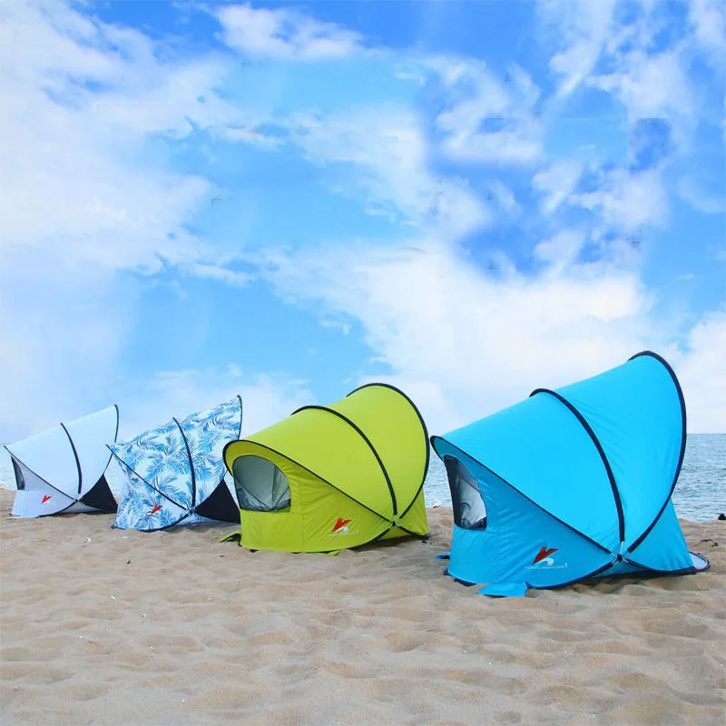 Tente De Plage Pop-Up Automatique HJYDGJ - Petite Protection Solaire Portable UV, Mini Tente Légère Pour Voyage Et Extérieur, Double Bleu