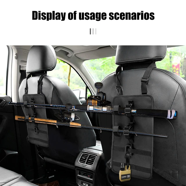 2pcs Fishing Pole Storage Rack Adjustable Car Backseat Fishing Rod Holder  Interior Tie Strap Fish Tackle