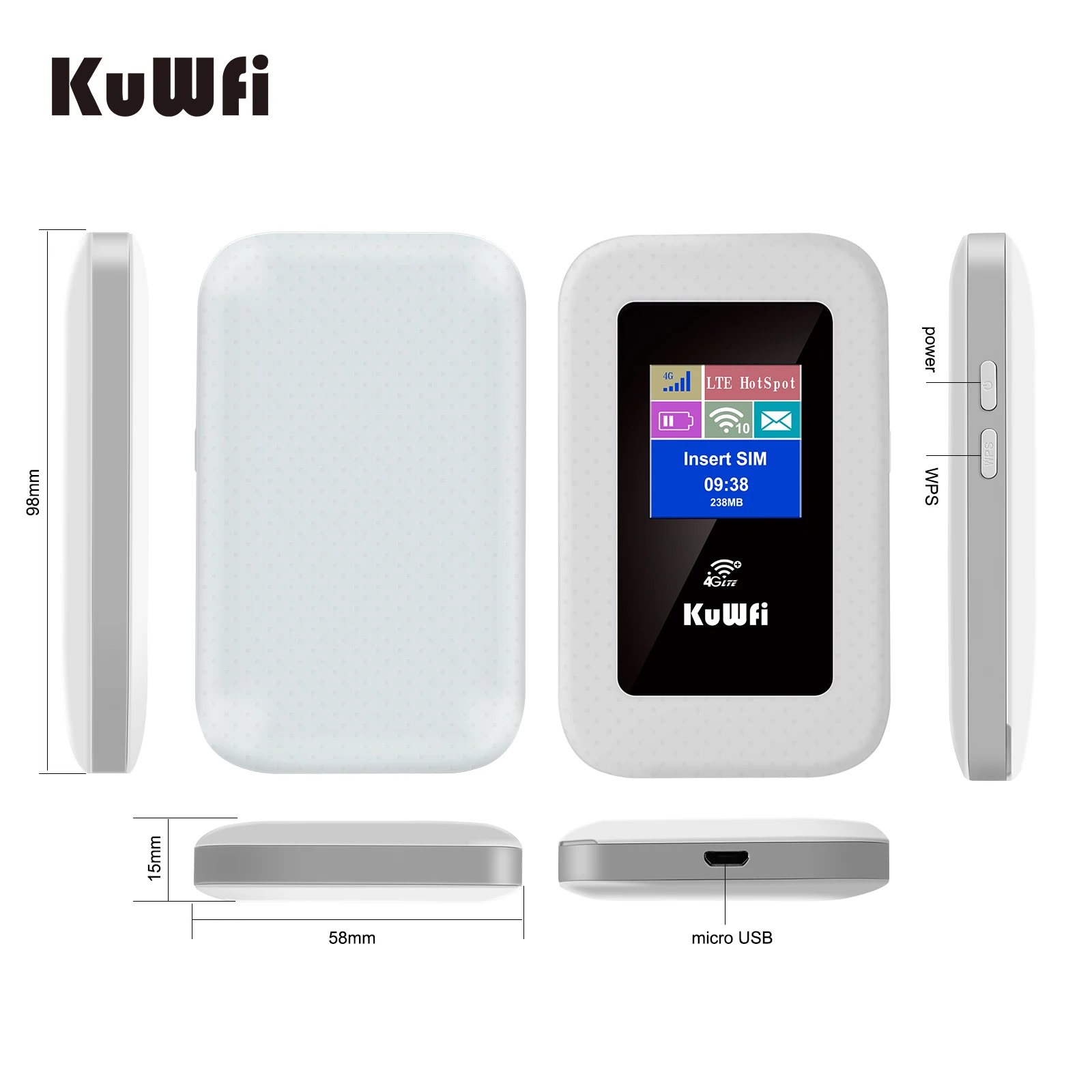 Kuwfi Desbloquear 4g Lte Router 150mbps sem Fio Wifi Portátil Mini Hotspot ao ar Livre Bolso com Cartão Sim Usb Carga 2100mah Bateria - Imagem 3