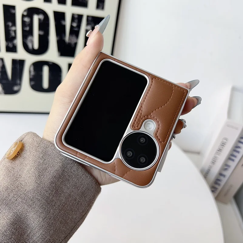 Wavy Pattern Leather Phone Case For Oppo Find N3 Flip Protective_voghion.com