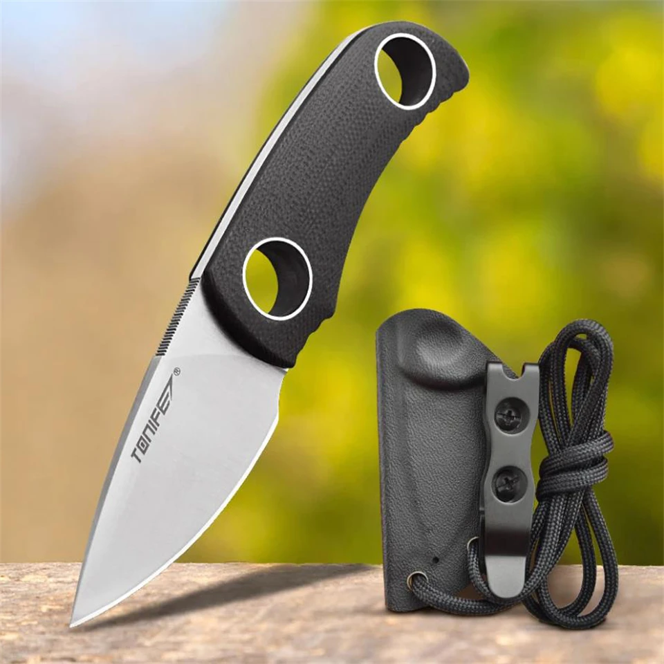

TONIFE Runer Fixed Blade Neck Knife Convenient K Sheath Stainless Steel Daily Portable Outdoor Knife EDC Tool Hunting Knife G10