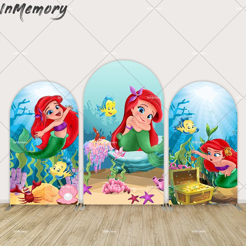 

Mermaid Baby Shower Arched Wall Chiara Backdrops Undersea Mermaid Birthday Photo Background Doubleside Prints Banner