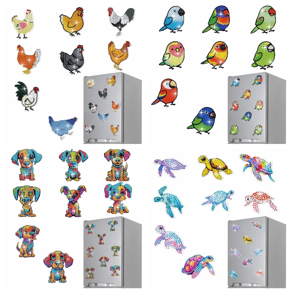8pcs/Set DIY Animals Diamond Art Magnets for Refrigerator Diamond Painting Fridge Magnets Painting Refrigerator