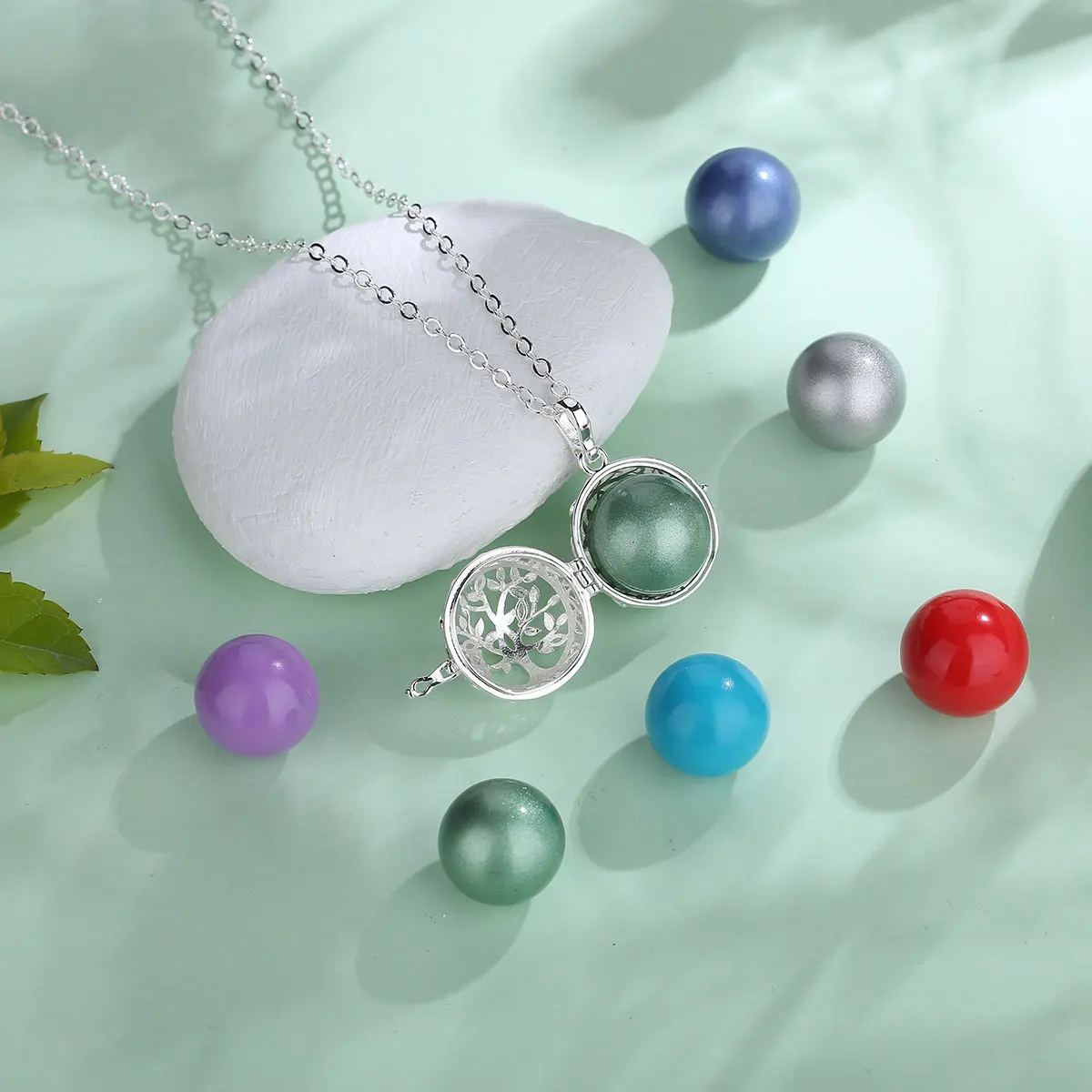 Eudora Collier Bola de Grossesse Necklace 18MM Ball Tree of Life Angel Caller Musical Bell Pendant DIY Jewelry for Pregnant Wome 4