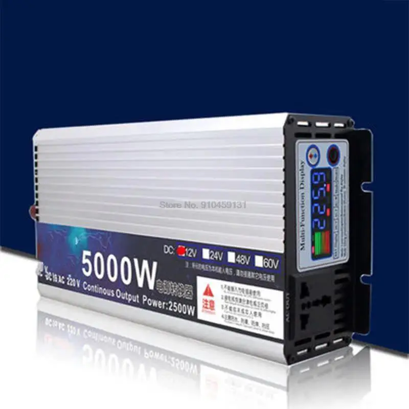 

CJ-5000W Aluminum Magnesium Alloy Shell Corrective Wave Digital Display DC-AV Inverter DC-AV Converter Solar Household Car