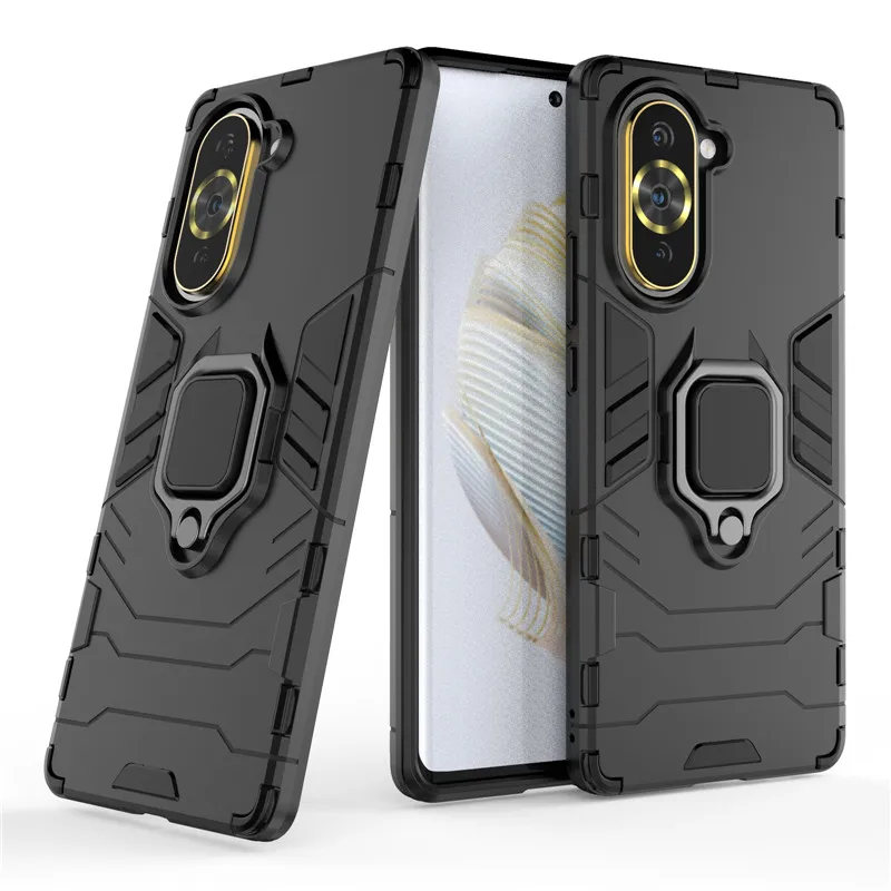 Stoßfeste Rüstungshülle für Huawei nova 10 9 8 8i SE Pro Hybrid-Hart-PC + weiche TPU-Drehring-Ständer-Halter-Abdeckung_voghion.com