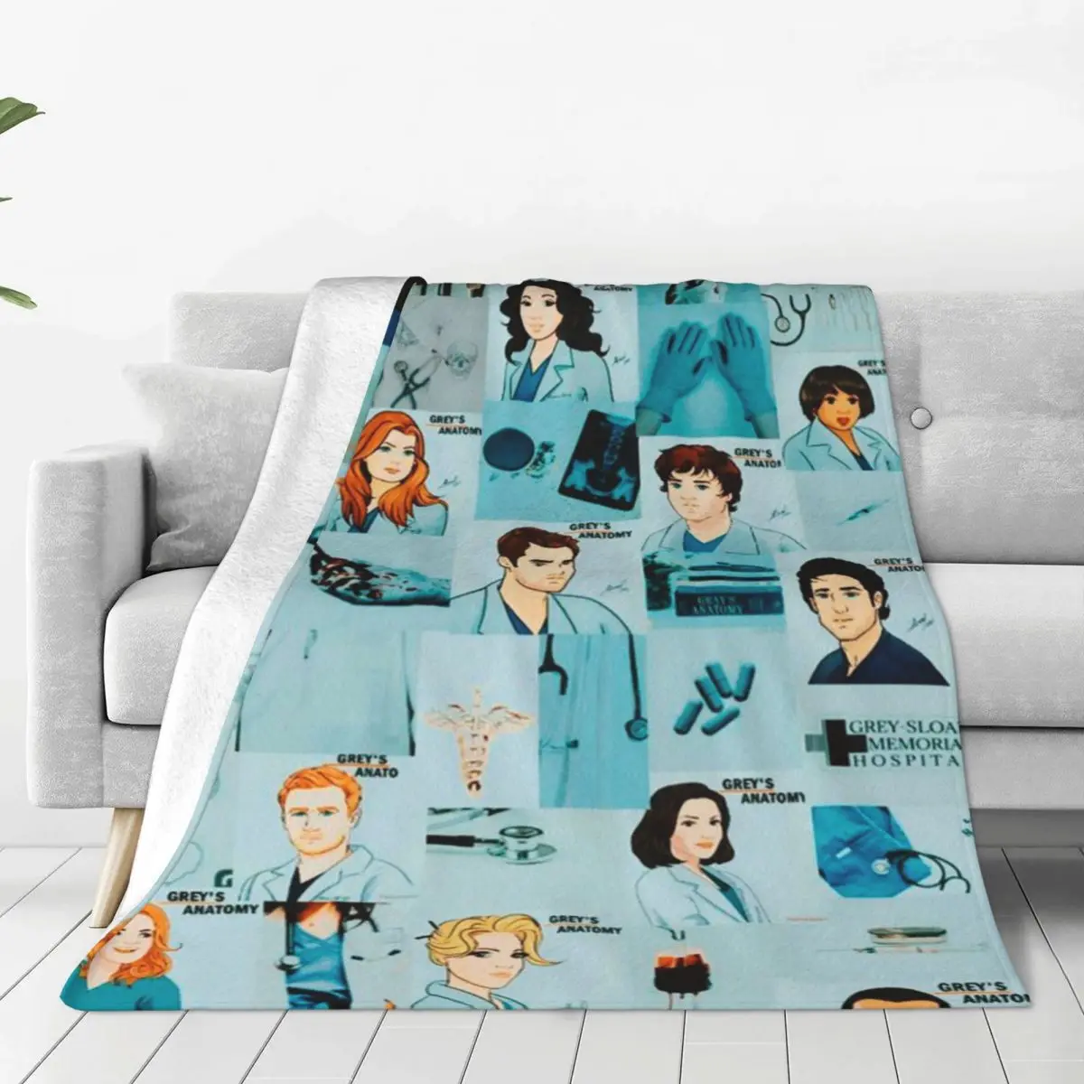 

Grey's Anatomy Tv Show Cartoon Blanket Coral Fleece Plush Textile Multi-function Warm Throw Blankets for Home Office Rug Piece
